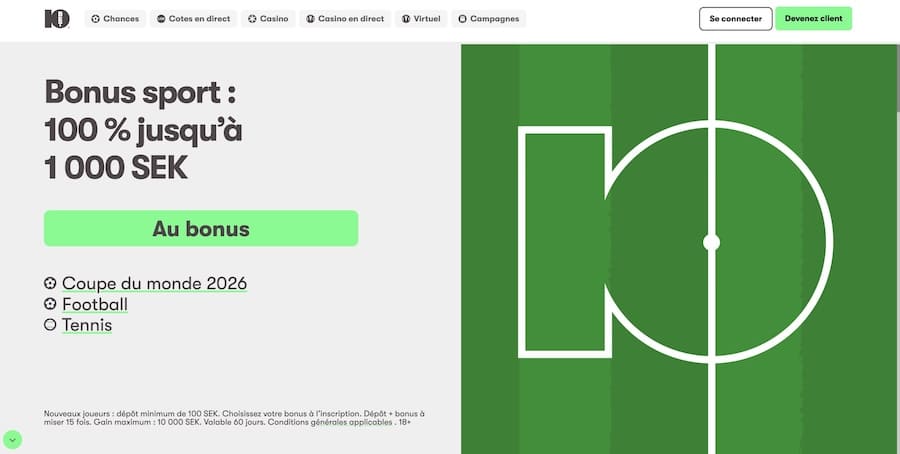 TenBet casino en ligne et sportsbook moderne sur fond clair